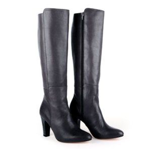 Poppy Barley Highline Black Leather Boots, Size 8